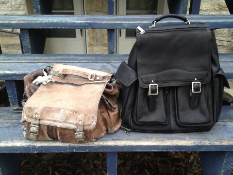 Photo of old and new backpacks.