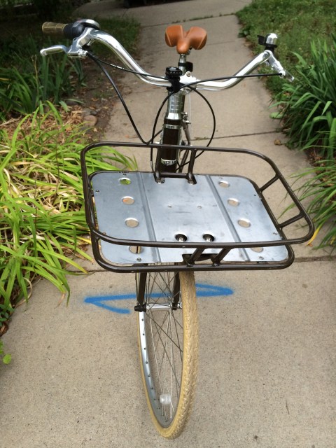 photo of loaner bike's basket
