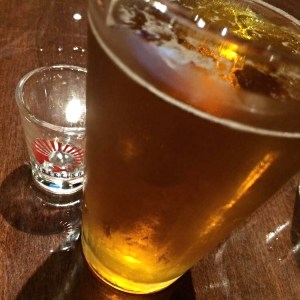 Lagunitas IPA and Sober Fish shot glass