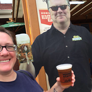 photo of Kelly and cutout of Mark Stutrud