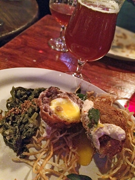 Beer & Beast at the Acadia: smoke Scotch egg and Oskar Blues Reeb Rye'd ale